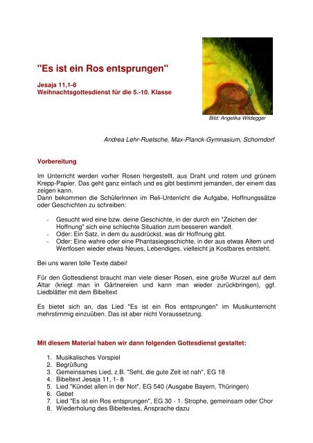 "Es ist ein Ros entsprungen" - RPZ Heilsbronn