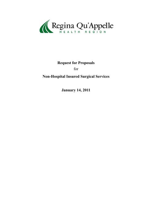 Request for Proposals - Regina Qu'Appelle Health Region