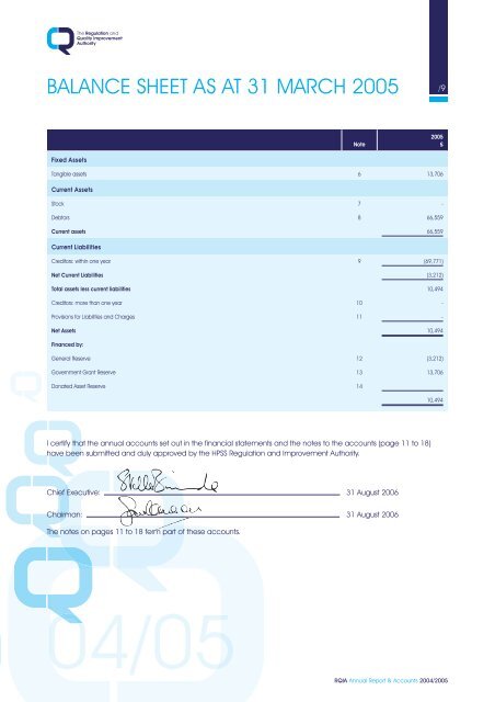 AnnuAl Accounts - Regulation and Quality Improvement Authority