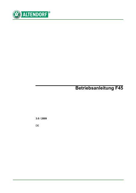 Betriebsanleitung F45 - Altendorf