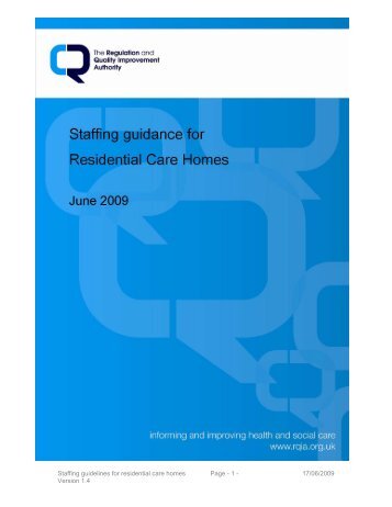 Staffing guidelines for residential care homes - Regulation and ...