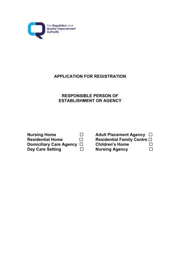 Application for registration - Regulation and Quality Improvement ...