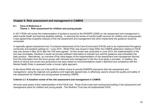 RQIA Independent Review of Child and Adolescent Mental Health ...