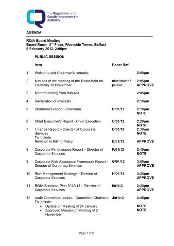 February 2012 - Regulation and Quality Improvement Authority