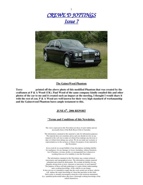Crewe'd Jottings - The Enthusiasts Website for Roll-Royce & Bentley ...