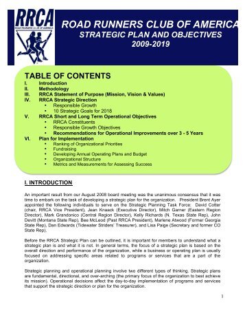 road runners club of america strategic plan and objectives 2009-2019