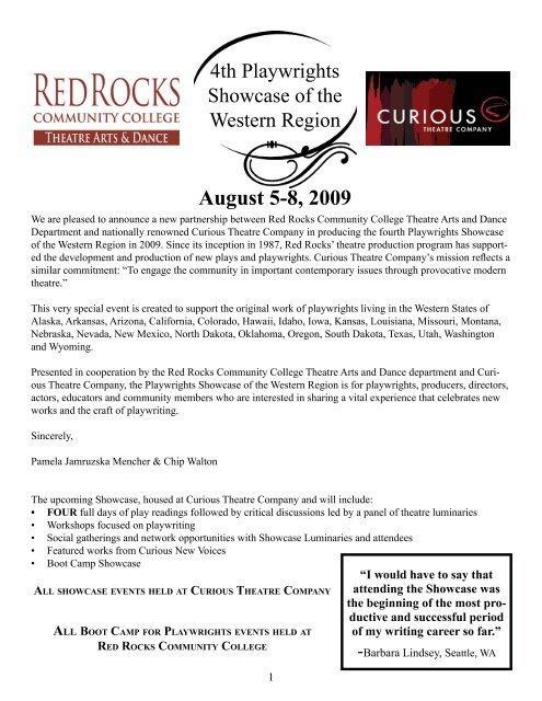 The 4th Playwrights Showcase - Red Rocks Community College