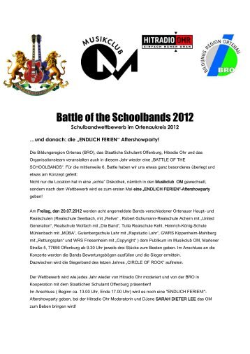 Battle of the Schoolbands 2012 - Bildungsregion Ortenau