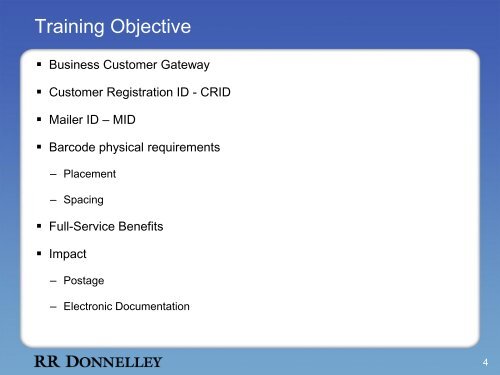 RMS Postal Workout Program Workout #5 - Barcodes - RR Donnelley