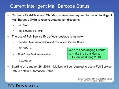 RMS Postal Workout Program Workout #5 - Barcodes - RR Donnelley