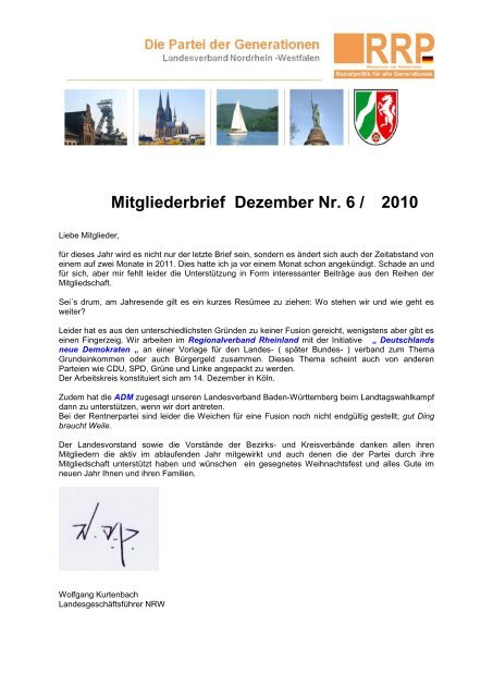 Mitgliederbrief Dezember Nr. 6 / 2010 - Rentnerinnen- und Rentner ...