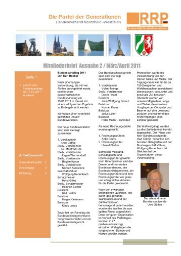 Mitgliederbrief Ausgabe 2 / MÃ¤rz/April 2011 - Rentnerinnen- und ...