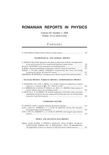 ROMANIAN REPORTS IN PHYSICS