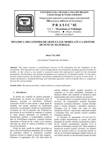 dinamica mecanismelor articulate modelate ca sisteme de puncte ...