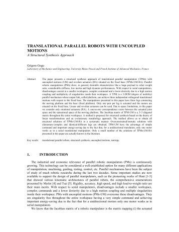 translational parallel robots with uncoupled motions