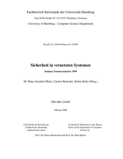 Sicherheit in vernetzten Systemen - RRZ UniversitÃ¤t Hamburg