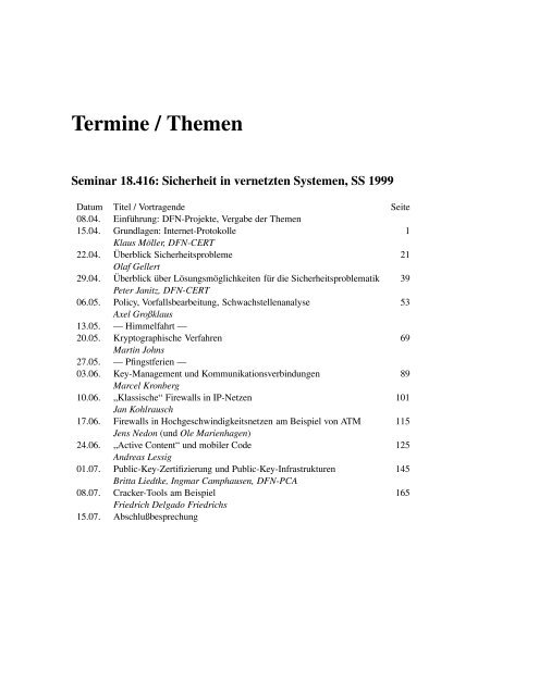 Sicherheit in vernetzten Systemen - RRZ UniversitÃ¤t Hamburg