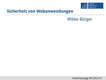 Sicherheit von Webanwendungen - RRZN