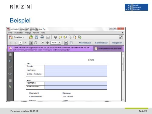 PDF-Formular erstellen - RRZN