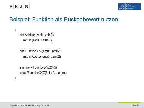 Klassen erstellen und Objekte definieren - RRZN