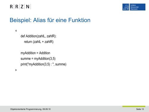 Klassen erstellen und Objekte definieren - RRZN