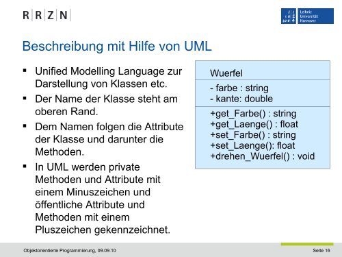 Klassen erstellen und Objekte definieren - RRZN