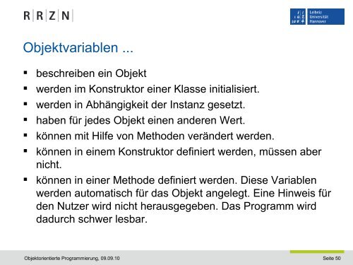 Klassen erstellen und Objekte definieren - RRZN