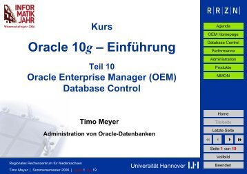 Oracle 10g - EinfÃ¼hrung - RRZN
