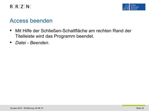 Microsoft Access 2010. Einführung - RRZN