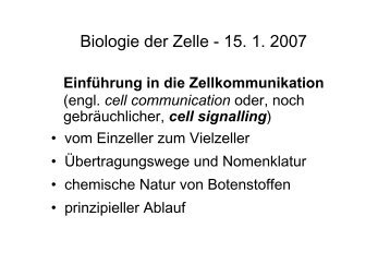 Biologie der Zelle - 15. 1. 2007