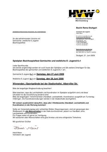 Spielplan Bezirksspielfest Gemischte und weibliche E- Jugend 6+1 ...