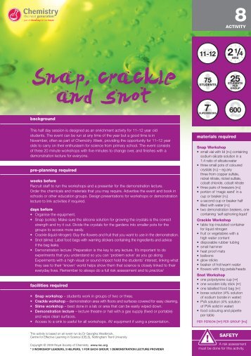 Snap, crackle and snot - Royal Society of Chemistry