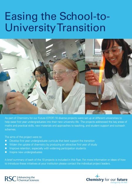 Easing the School-to- University Transition - Royal Society of ...