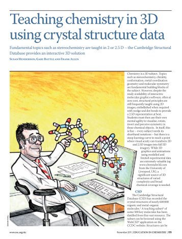 Teaching chemistry in 3D using crystal structure data