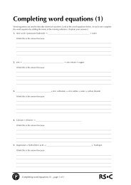 Word Equations Worksheet
