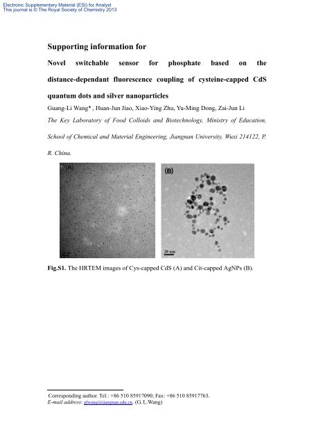 Silver nanoparticles-enhanced fluorescence of Cys-capped CdS for ...