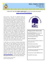 RSCL FAMILY NEWS - Richmond Society for Community Living