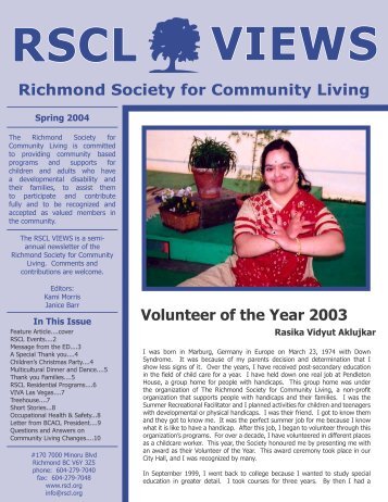 Spring 2004 - Richmond Society for Community Living