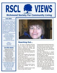 newsletter fall 2003 - Richmond Society for Community Living