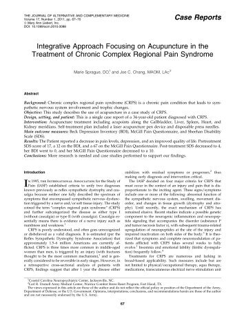 Integrative Approach Focusing on Acupuncture in the Treatment of ...
