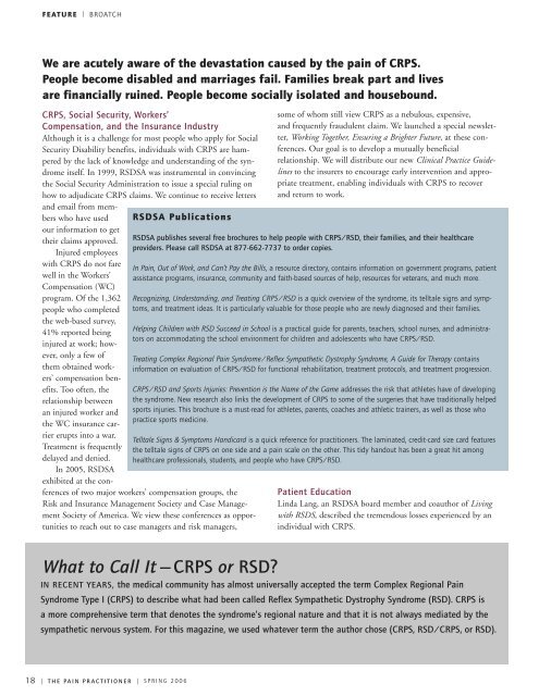 printer-friendly version (PDF) - Reflex Sympathetic Dystrophy ...