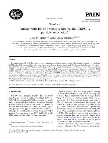 Patients with Ehlers Danlos syndrome and CRPS - Reflex ...