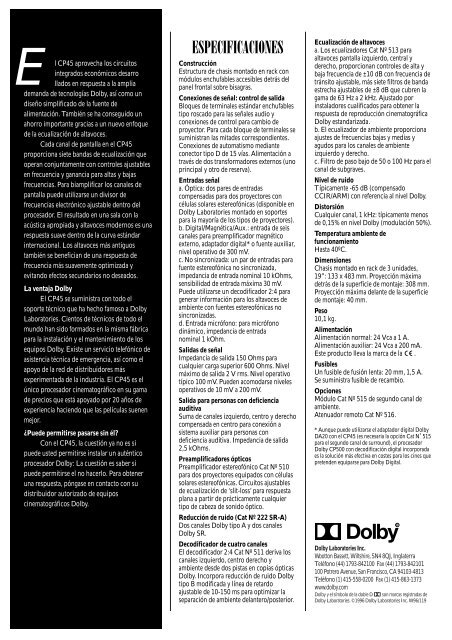 PROCESADOR CINEMATOGRÃFICO DOLBY CP45