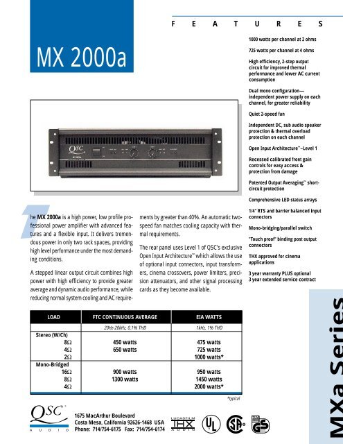 MX2000a - QSC Audio Products