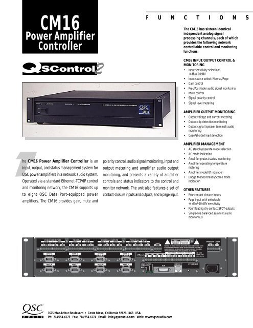 CM16 Power Amplifier Controller - R.S. Engineering and ...