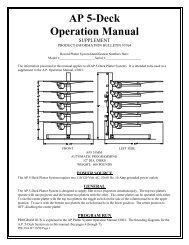 AP 5-Deck Operation Manual - R.S. Engineering and Manufacturing