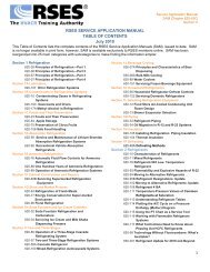 RSES SERVICE APPLICATION MANUAL TABLE OF CONTENTS ...