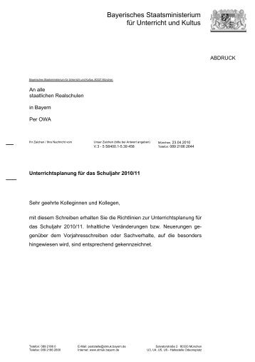 Bayerisches Staatsministerium für Unterricht und Kultus - Staatliche ...