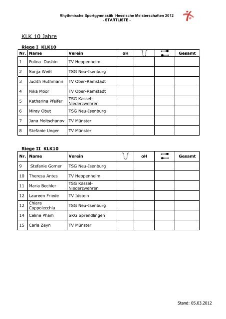 Startliste - RSG Hessen