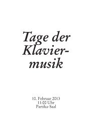 Tage der Klavier- musik - Robert Schumann Hochschule DÃ¼sseldorf